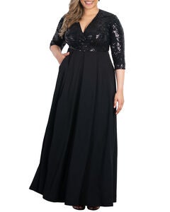 Paris Pleated Sequin Gown