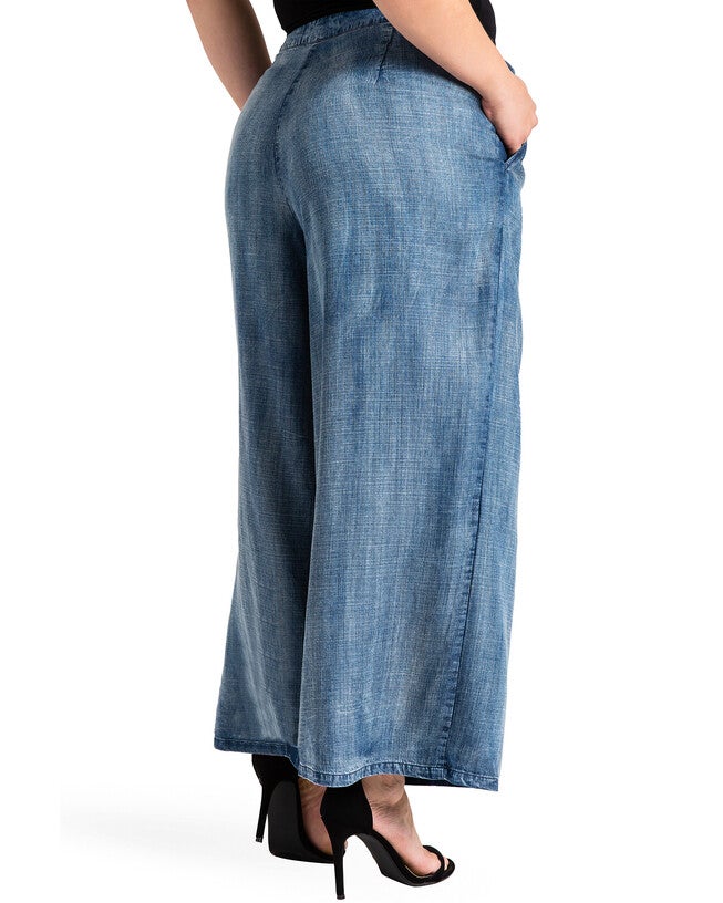 Plus Size Sophi Tencel Denim Cropped Palazzo Pants, , alternate image number null