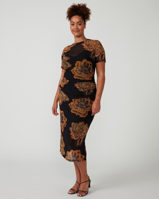 GLOW HORIZON DRESS, Print / Brown, alternate image number null
