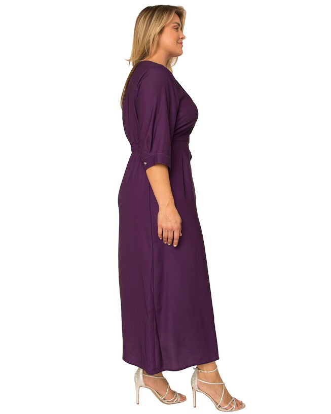 Plus Size Karla Pintuck Cuffed Short Sleeve Maxi Dress, , alternate image number null