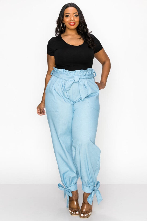 EVE PAPERBAG PANTS, Light Blue / Light Blue, alternate image number null