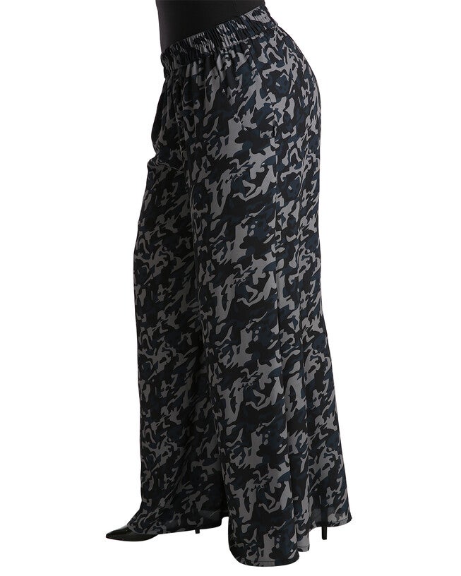 Plus Size Patricia Woven Chiffon Midnight Blue Palazzo Pant W Elastic Waist, , alternate image number null