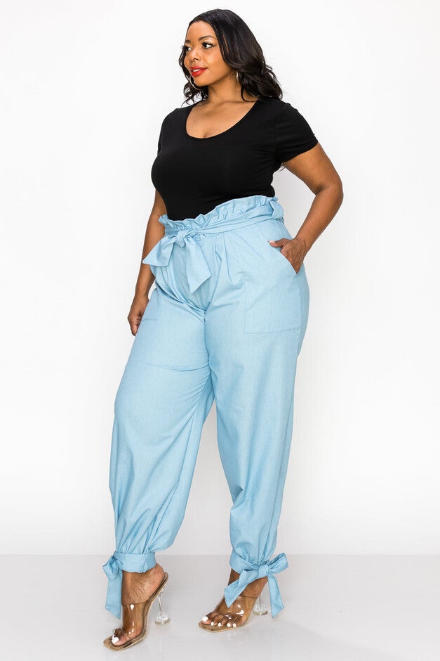 EVE PAPERBAG PANTS, Light Blue / Light Blue, alternate image number null