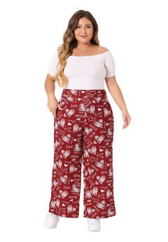 POLKA DOTS ELASTIC WAIST WIDE LEG OVERSIZE PALAZZO PANTS