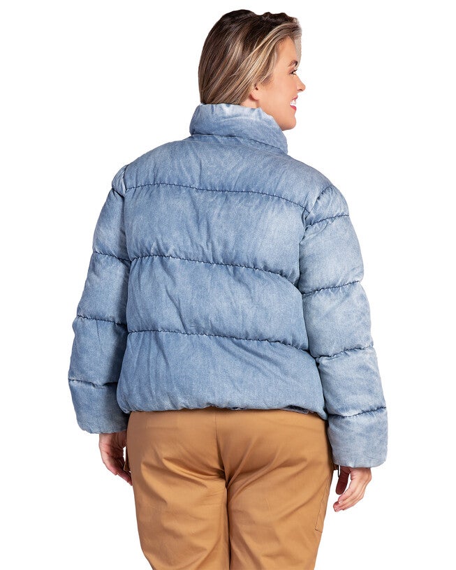 Polaris Womens Plus Size Indigo Tencel Puffer Jacket, , alternate image number null