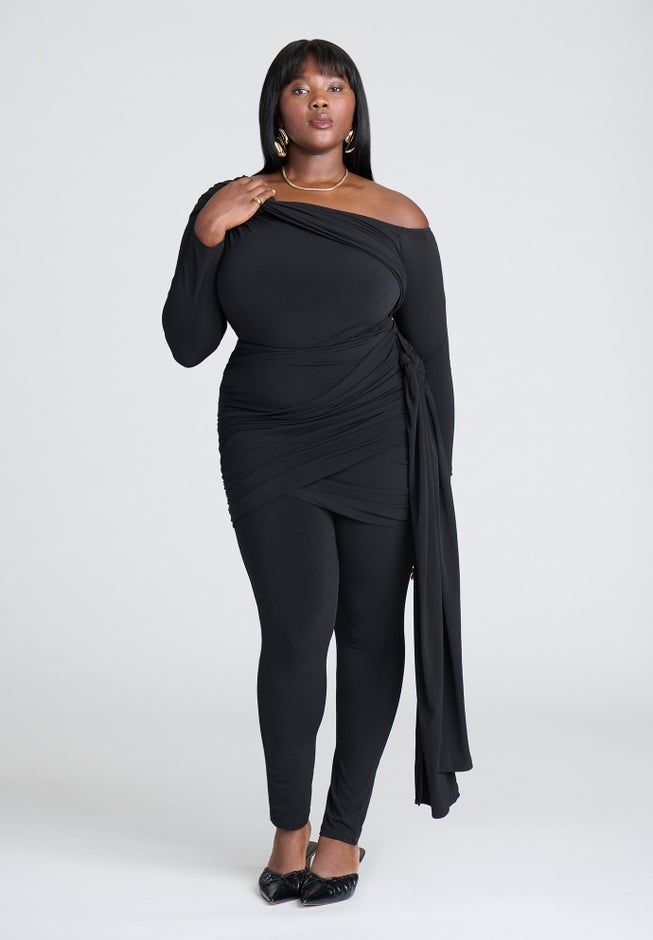 Draped Mini Skirt Legging image number null