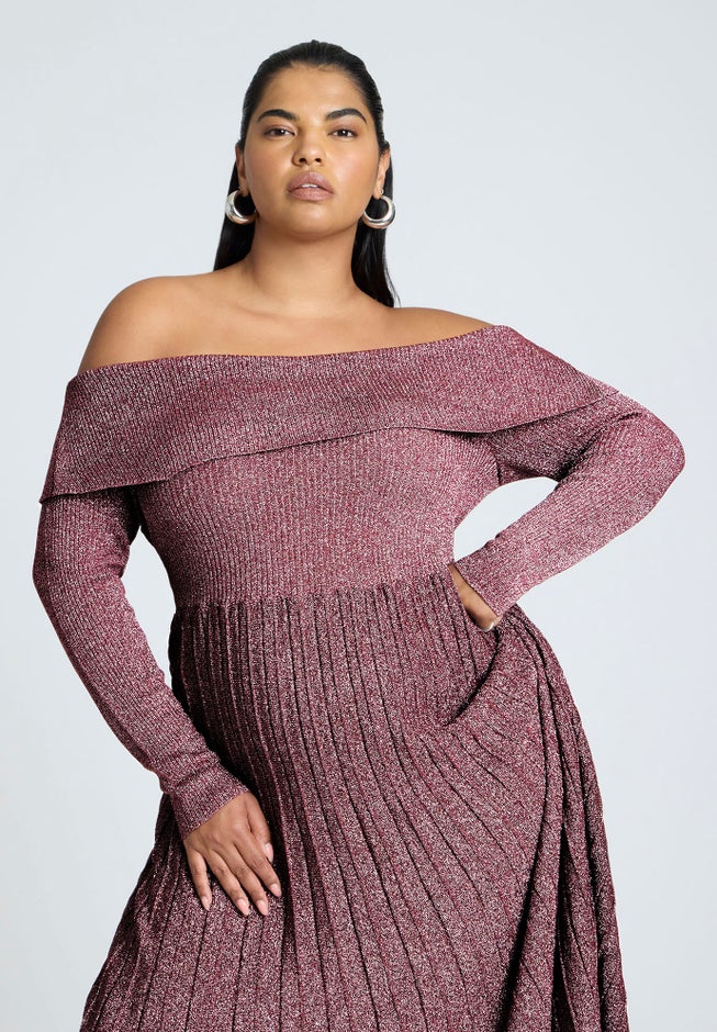 Lurex Off Shoulder Dress image number null